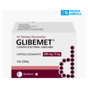Glibemet 500mg/5mg x 30 Tabletas - Metformina/Glibenclamida en Perú