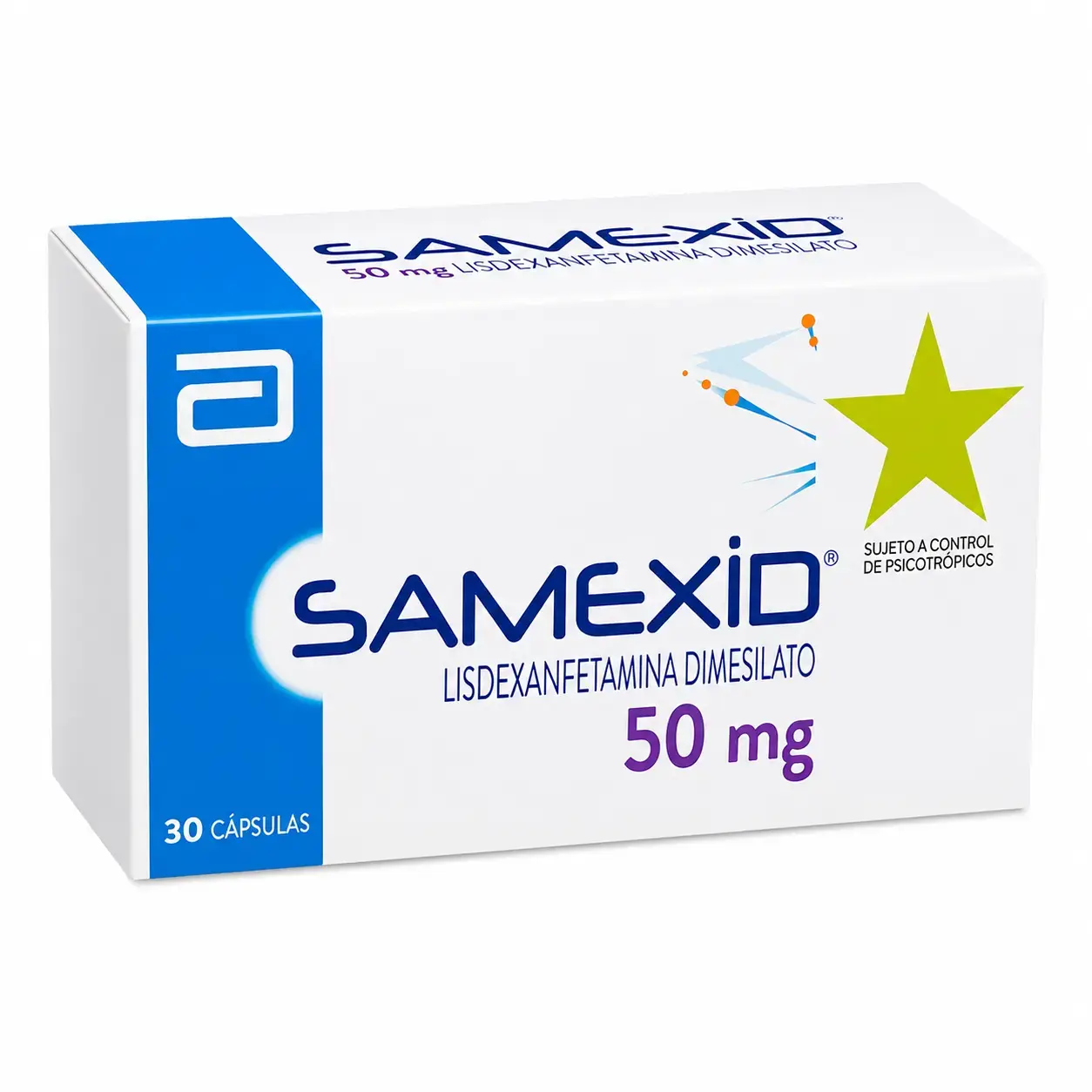 Samexid lisdexanfetamina caja de presentación 50mg Perú