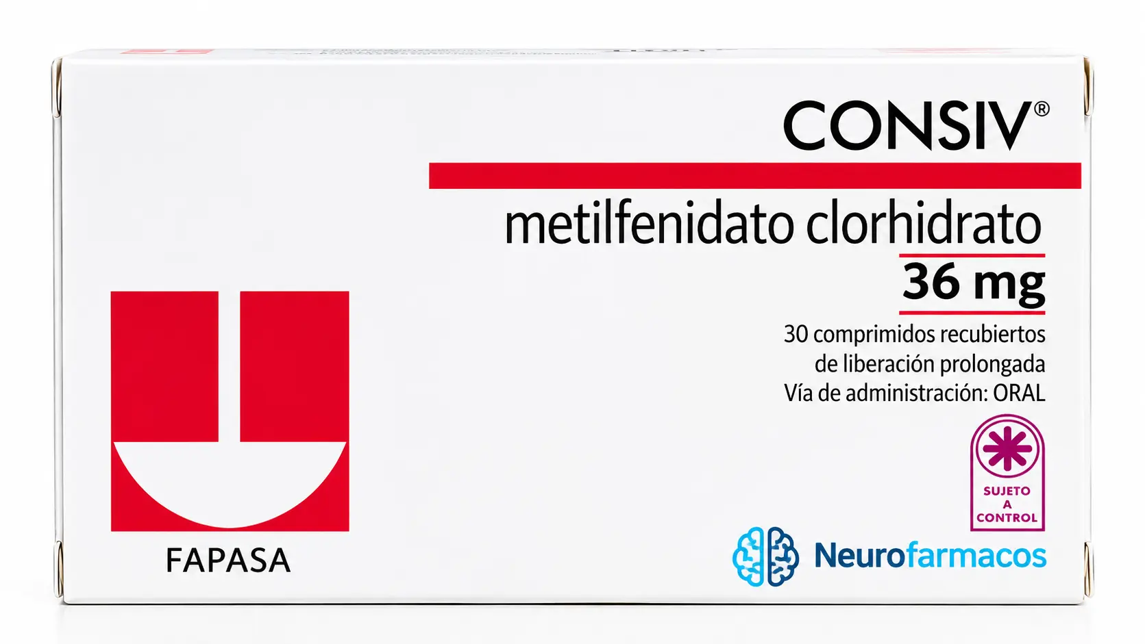 Caja de Consiv 36 mg, metilfenidato de liberación prolongada
