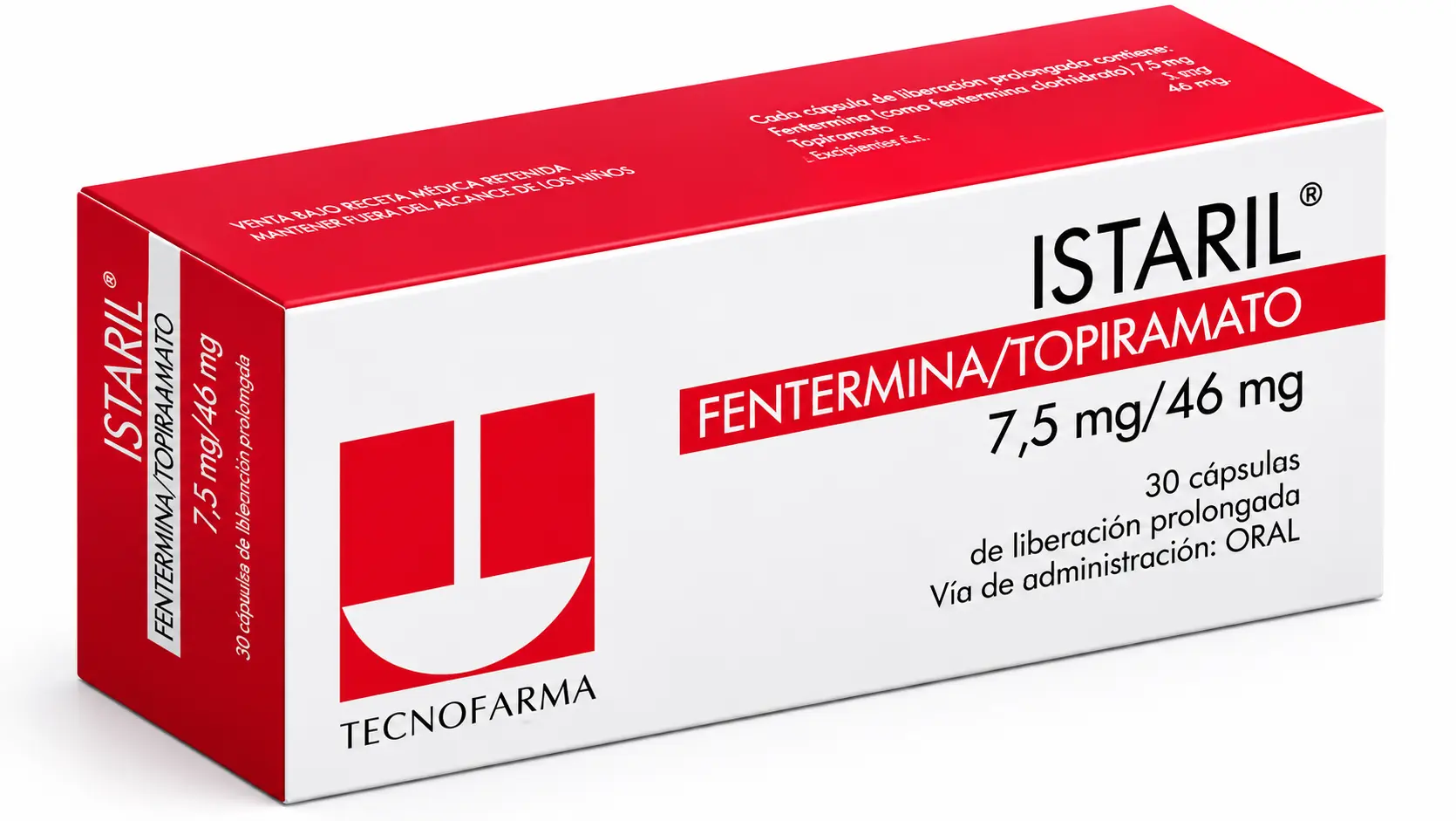 Caja de Istaril, medicamento con fentermina y topiramato de liberación prolongada